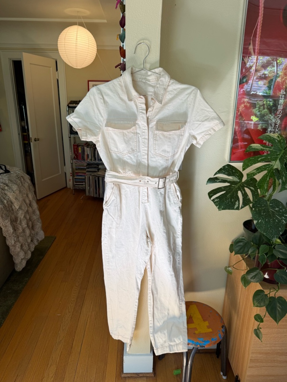 Cream Nordstrom Button Down Coveralls